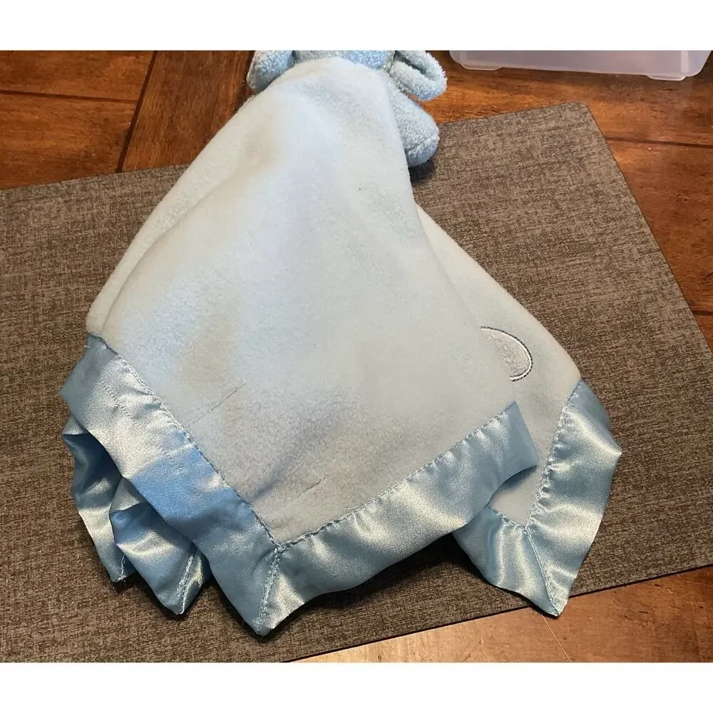 Blankets And Beyond Blue Patch Puppy Dog Baby Lovey Security Blanket Satin Edge